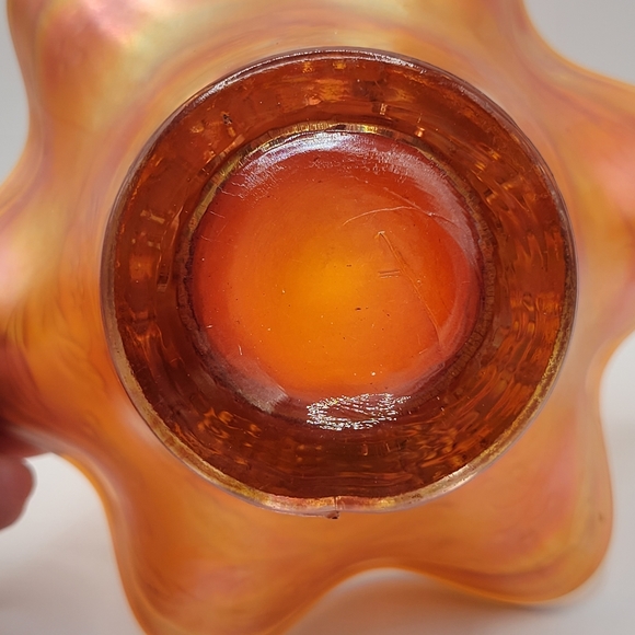 VTG Carnival Glass Ruffled Compote | Marigold | Fenton? - Picture 6 of 13